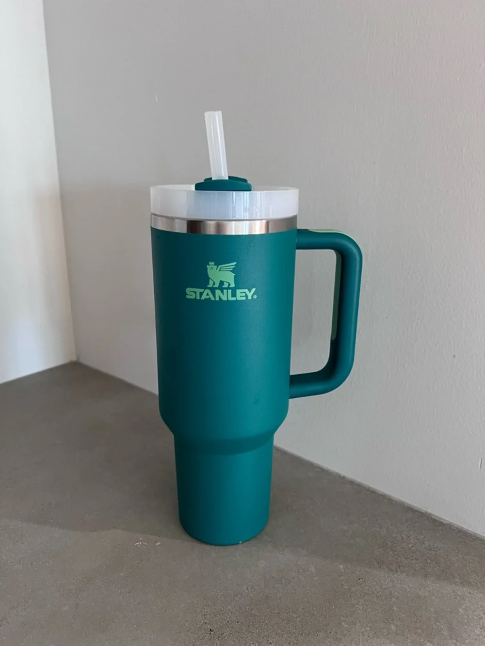 Stanley Teal Travel Tumbler with Handle and Straw Lid - Picture 1 of 2